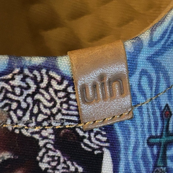 UIN Blue Multi-Pattern Slip-On Loafers with Orange Accents main image 6